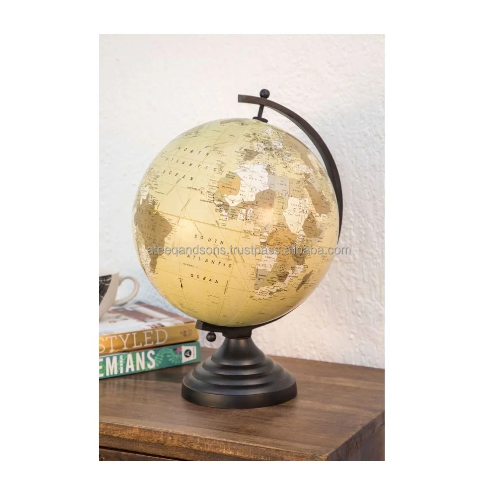 Best World Map Globe With Wood Stand Design Vintage Theme Decor Globe ...