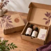 Kraft with deep plum botanical art