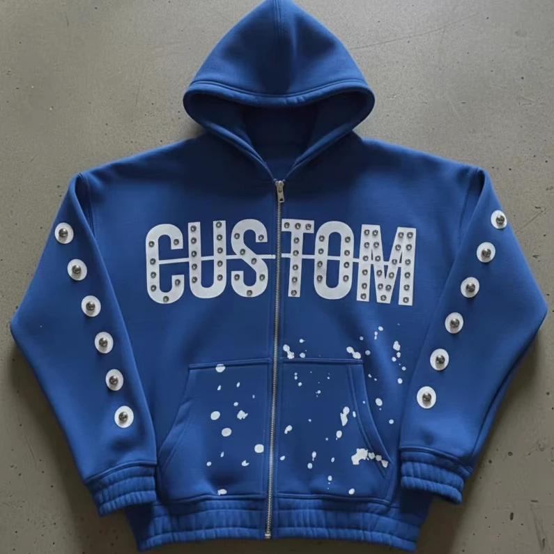Glory Custom Screen Print Rhinestone Oversized Hoodie Premium Quality 100% Cotton Heavy GSM OEM Wholesale