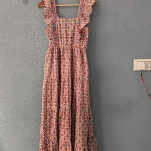 Hand Block Printed Dress Floral Print Handmade Made in India Block Print Dress Cotton Tier Dress For Women