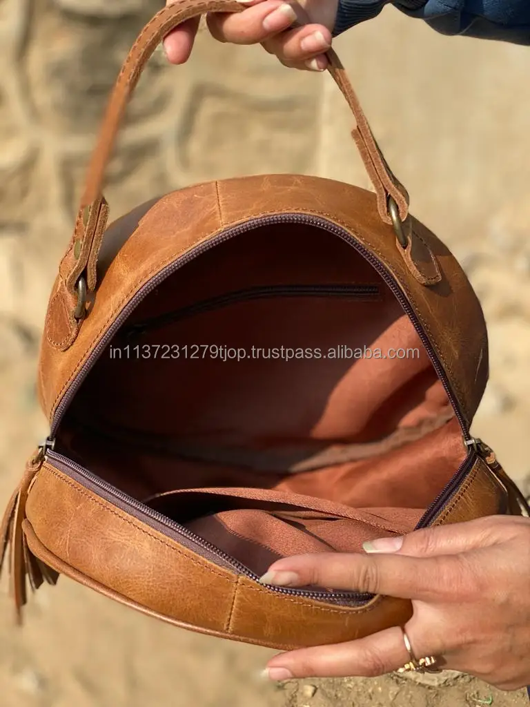 Stylish Western Style Tooled Leather Canteen Bag Handbag High Quality