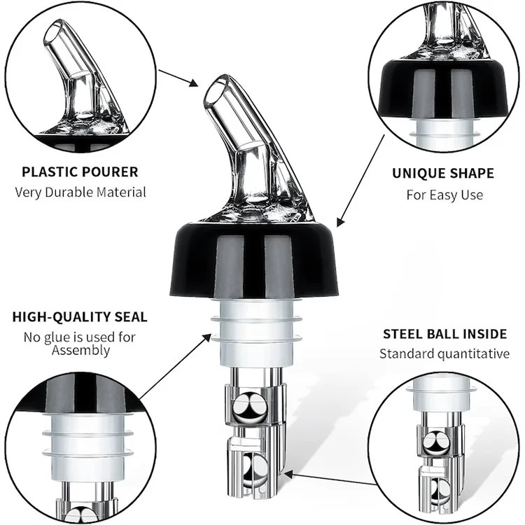 Home Bar Tools Automatic Measured Metal Bottle Pourer 1.5oz/45ml Quick Shot Spirit Measure Drinks Wine Cocktail Dispenser with Custom Logo