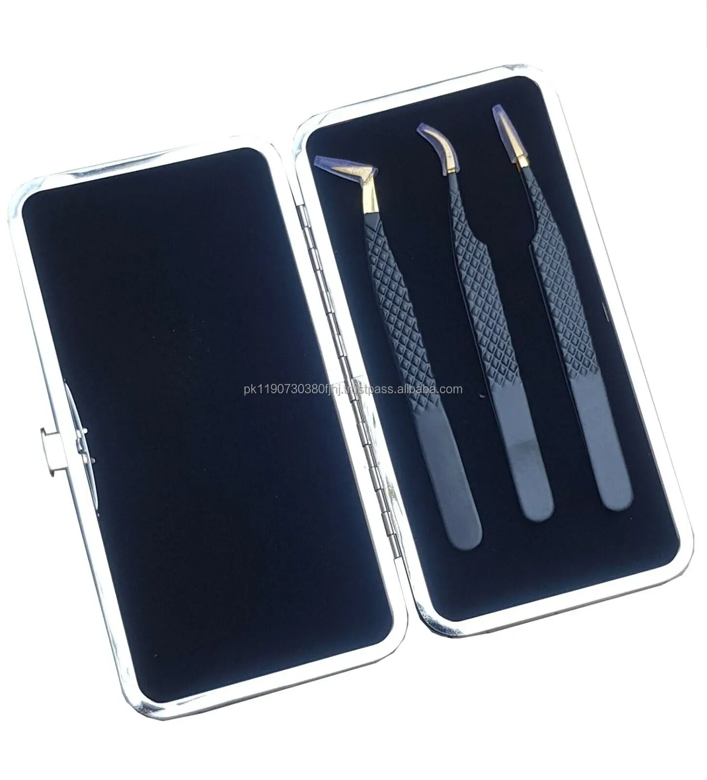 5 Pcs Black Lash Extension Tweezers,Stainless Steel Professional