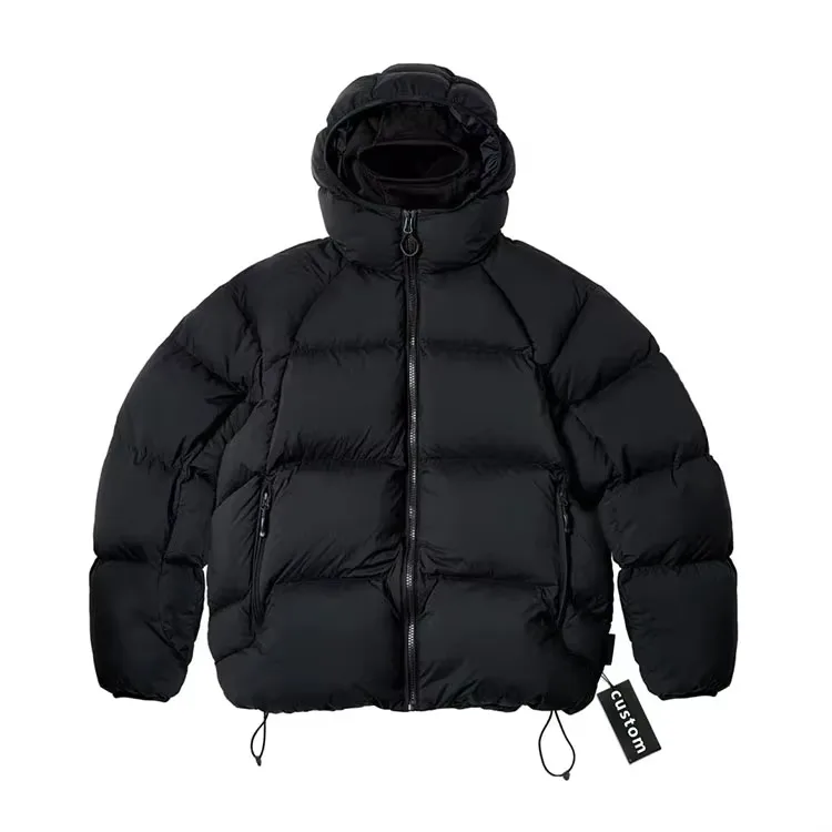 Top Wholesale Custom Nylon Bubble Jacket Quilted Winter Men Shiny Removeable Hooded Puffer Jackets