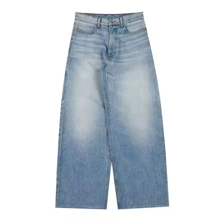 Glory Loose Wide Leg Oversized Acid Wash Jeans Streetwear Woolen Pants Manufacturer Custom High Quality Washed Casual Baggy