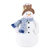 Cappello marrone, sciarpa blu, pupazzo di neve