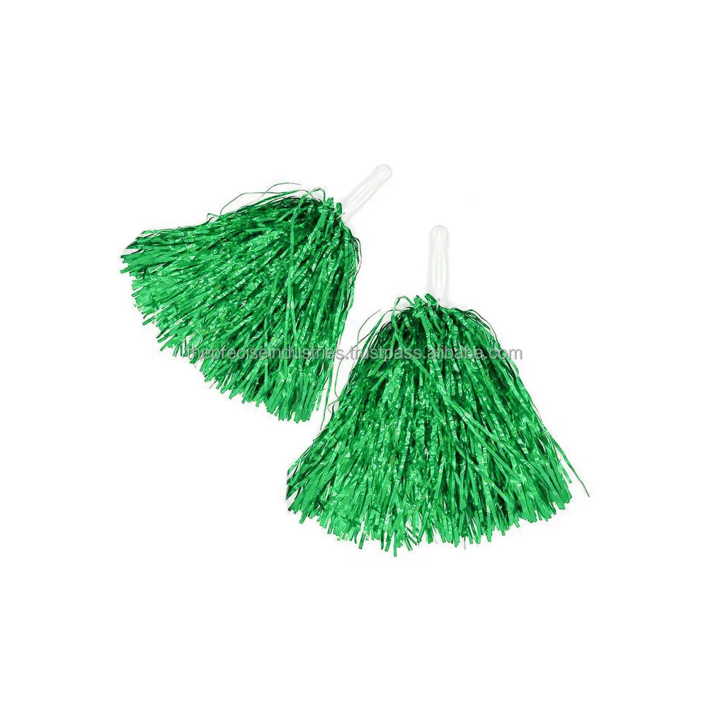 6 Inch Cheerleading Pom Sports Dance Cheer Metallic White Pom Pom For