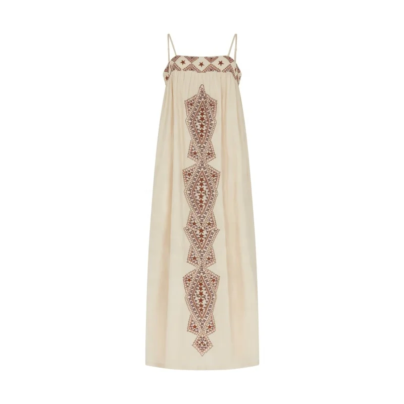 Sapphire Embroidered Maxi Dress - White Sleeveless Long Dress for Women's  and Girls| Alibaba.com