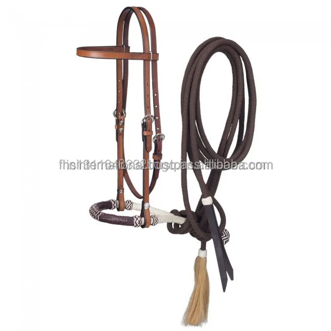 Bridle Premium Quality Leather Bosal Headstall Mecate Set For Horse Riding & Horse Racing Buy