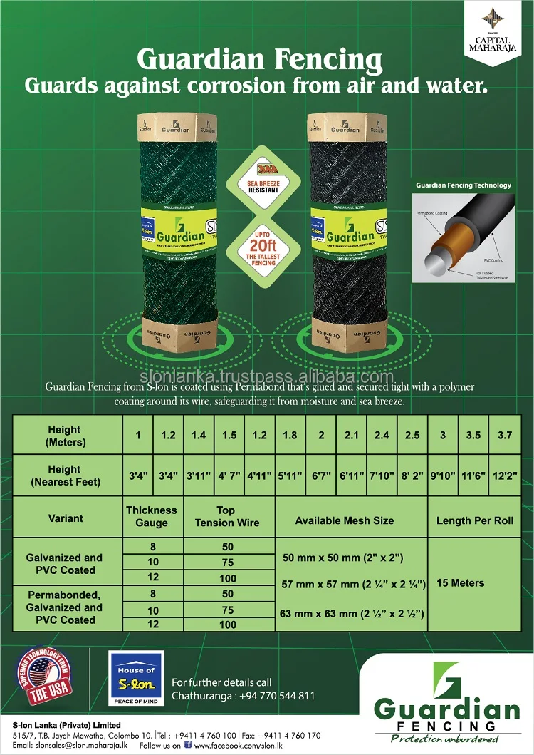 Galvanized And Pvc Coated Sustainable Guardian Fencing Chain Link Fence