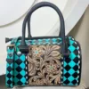 Turquoise & Black Checkered