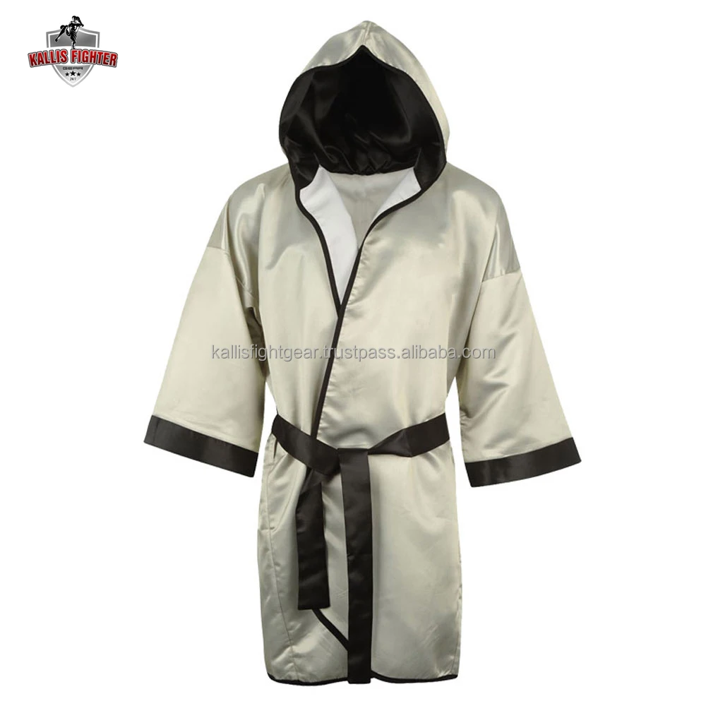 Custom Silk Satin Boxing Gown Dressing Robe Full Length Boxing Robe ...