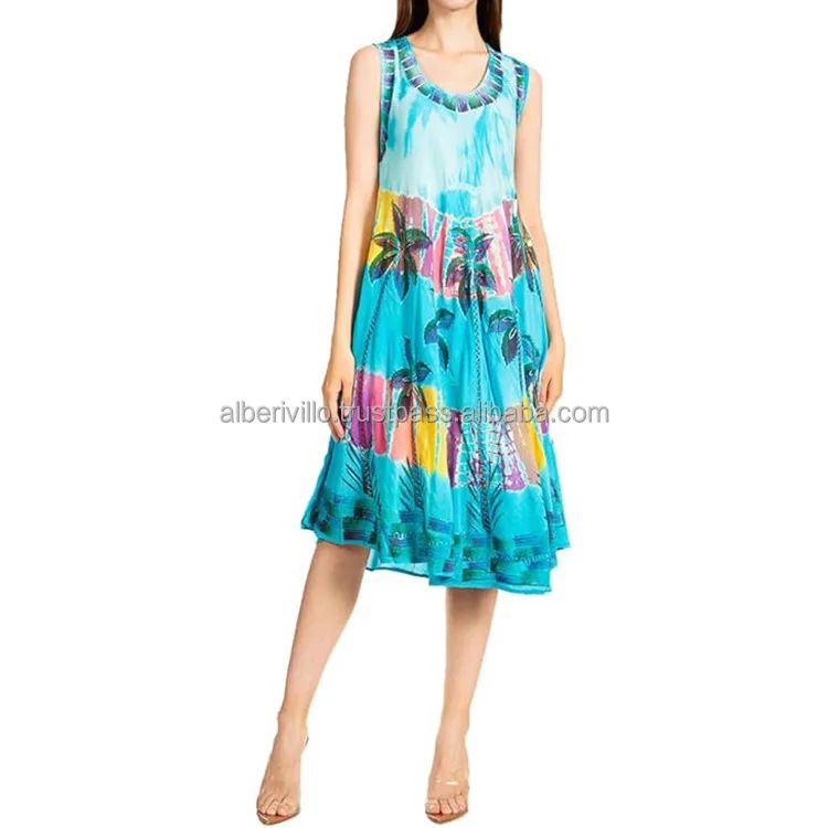 Summer Collection Long Sleeveless Dresses with Pockets Women Maxi Casual Ladies Sexy Modern Style Brush Print Umbrella Dress