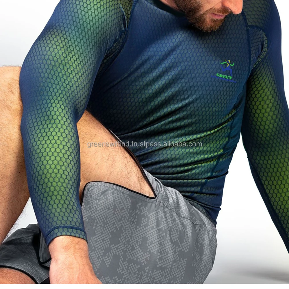 Custom Short Sleeve Surf Logo Mma Bjj Compression Shirt Sublimated Jiu