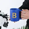 custom alphabet blue ceramic Mug (B)