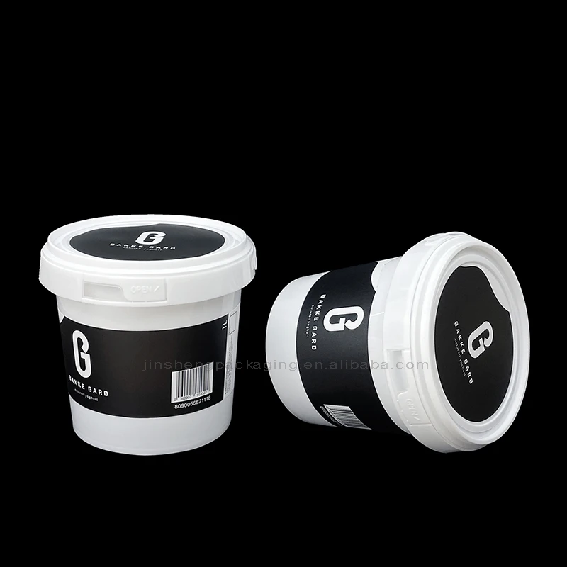 Fast Delivery Factory Price Small MOQ 32oz 1kg 1000ml Plastic Frozen Ice Cream Bucket with Logo & Handle