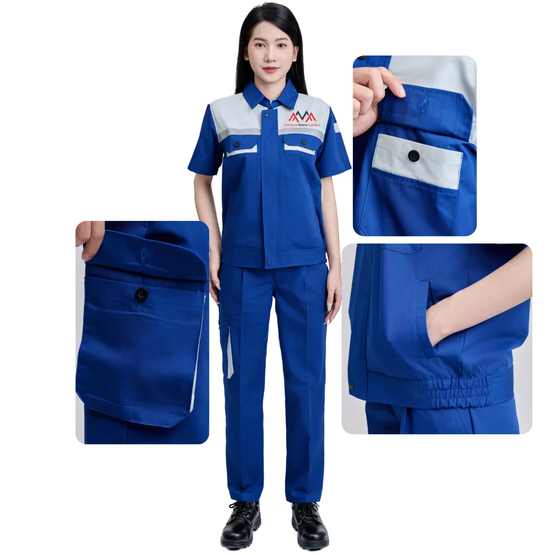 FACTORY DIRECT Working Uniform Welding/oil Field/car Wash Clothes Construction Long Sleeves Khaki Cargo Pants FMF Uniform in VN