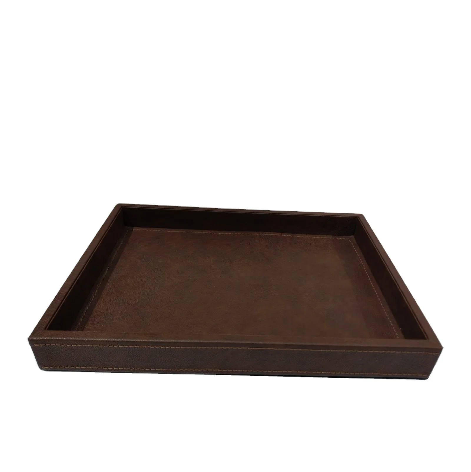 Коричневый кожаный прямоугольник лоток для хранения дома и кухни свадеб