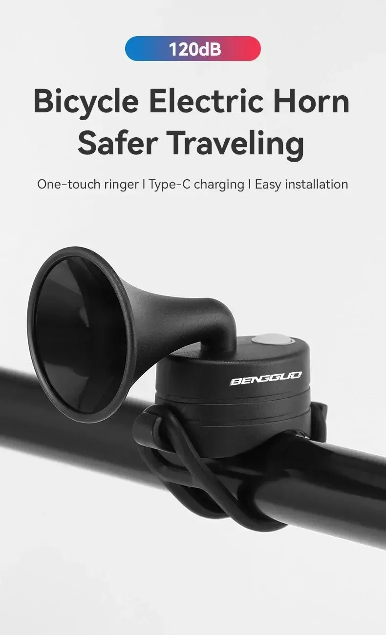 Bicycle Electronic Horn Ebike Horn 120db Loud Warning Sound Usb