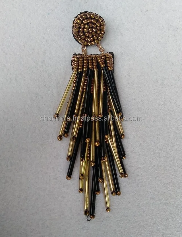 Tasseled Handwoven Multicolor Seed Beads Earrings Hand Embroidered