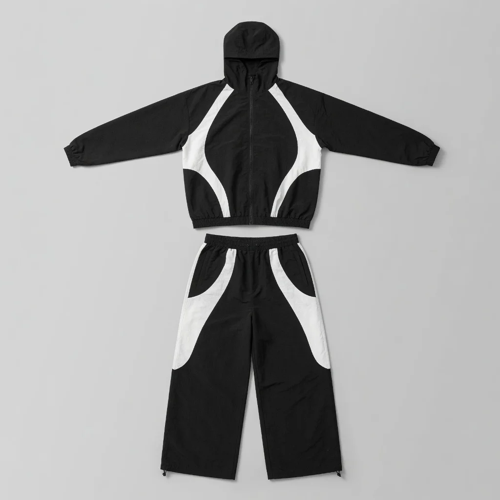 Premium Custom Logo Men Oversized Nylon Windbreaker Tracksuit Set Half Zip Jogging Sportswear Outfit Active Wear Suit