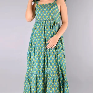 COTTON SUMMER DRESS Indian Print Dress Square neck Sleeveless Floral Print Casual Maxi Dresses For Women