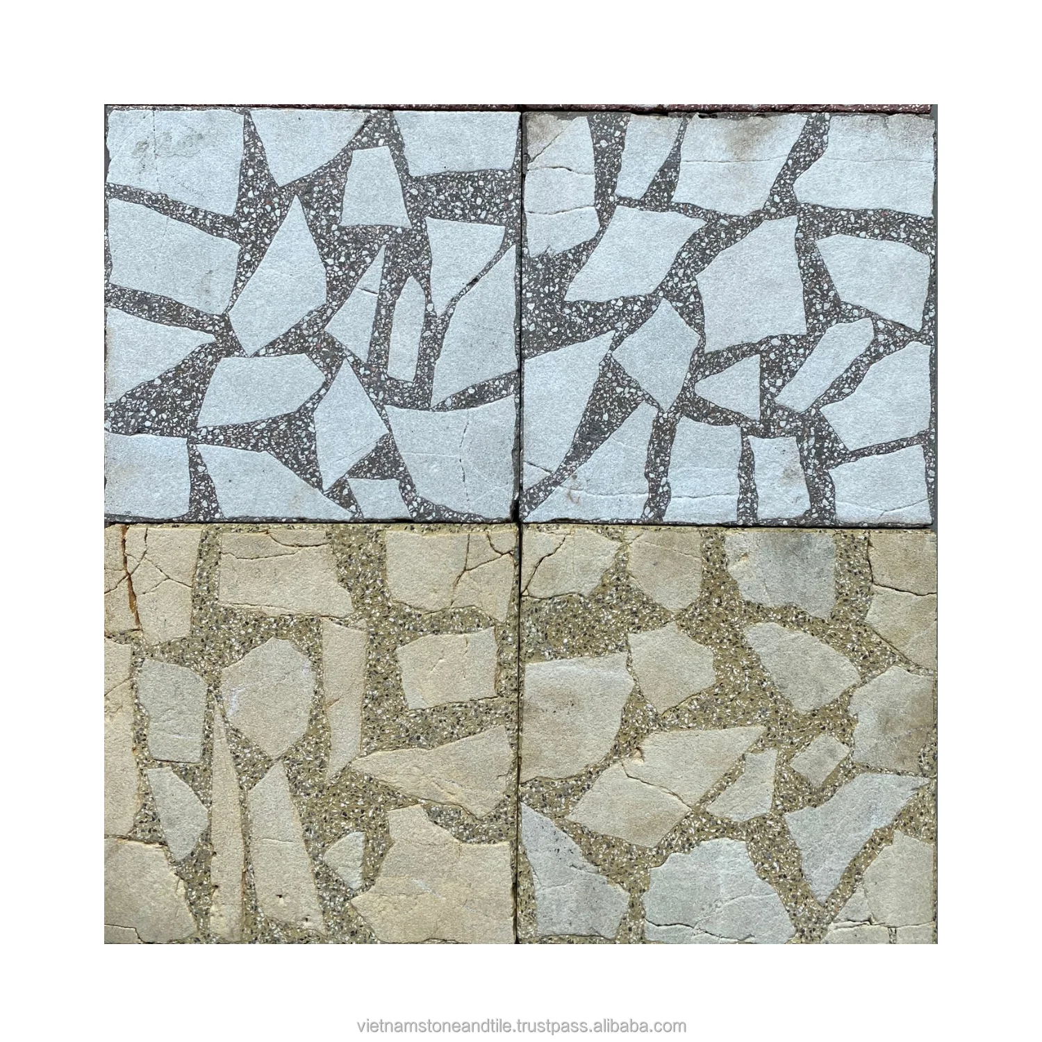 Cement Terrazzo Tiles Colorful with Red, White, Grey, Yellow for Outdoor Floor for Homestay Projects Outside Areas