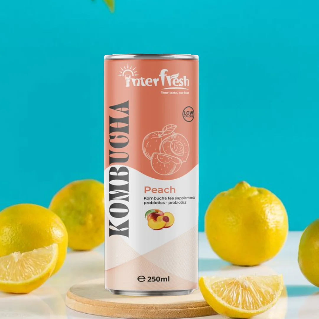 250ml Apricot Kombucha Canned Black Tea Extract with Fruit Juice High Quality Hot Product From Vietnam