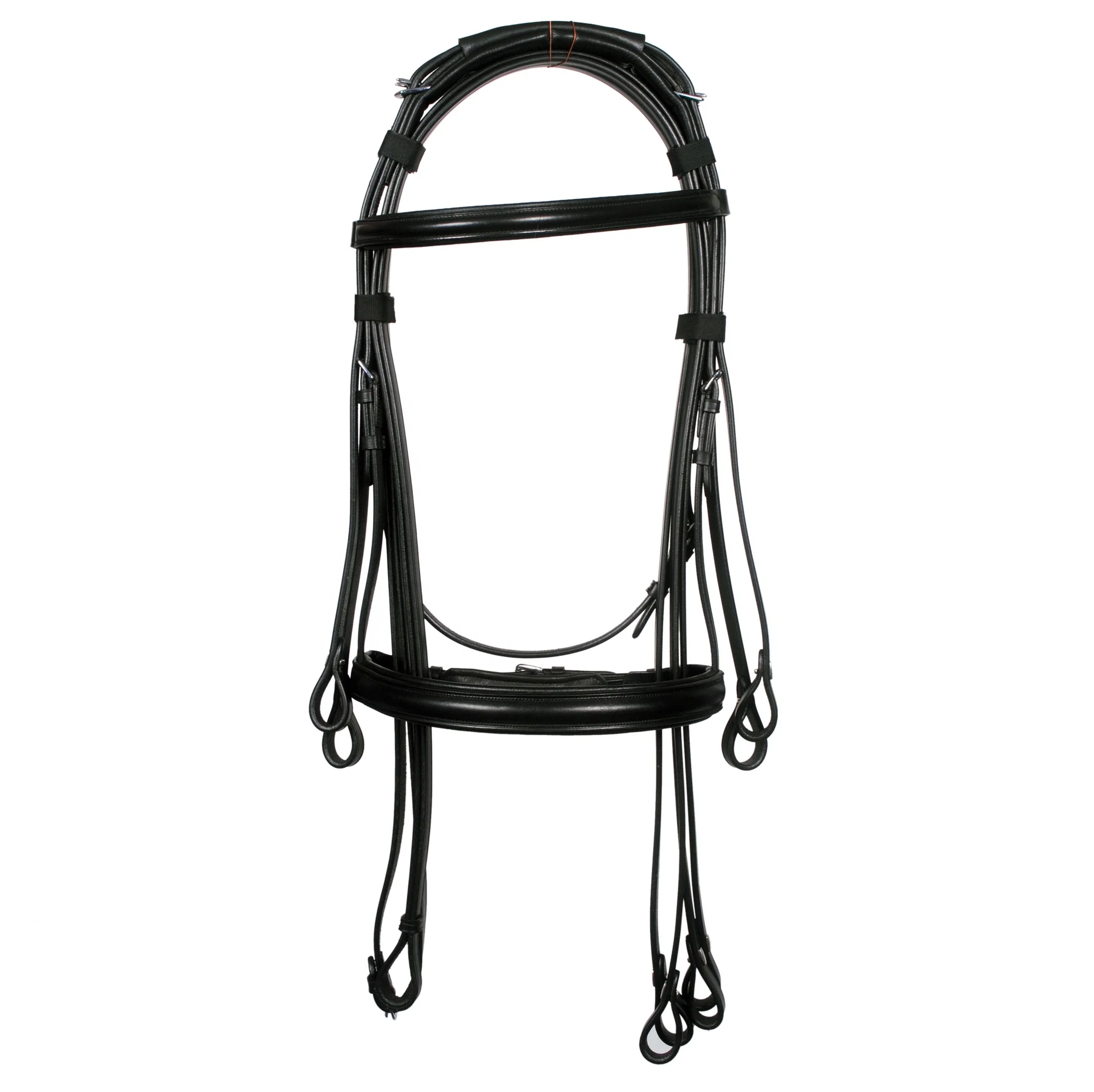 Double Bridle Black Color Leather Horse Bridle With Soft Padded Brow