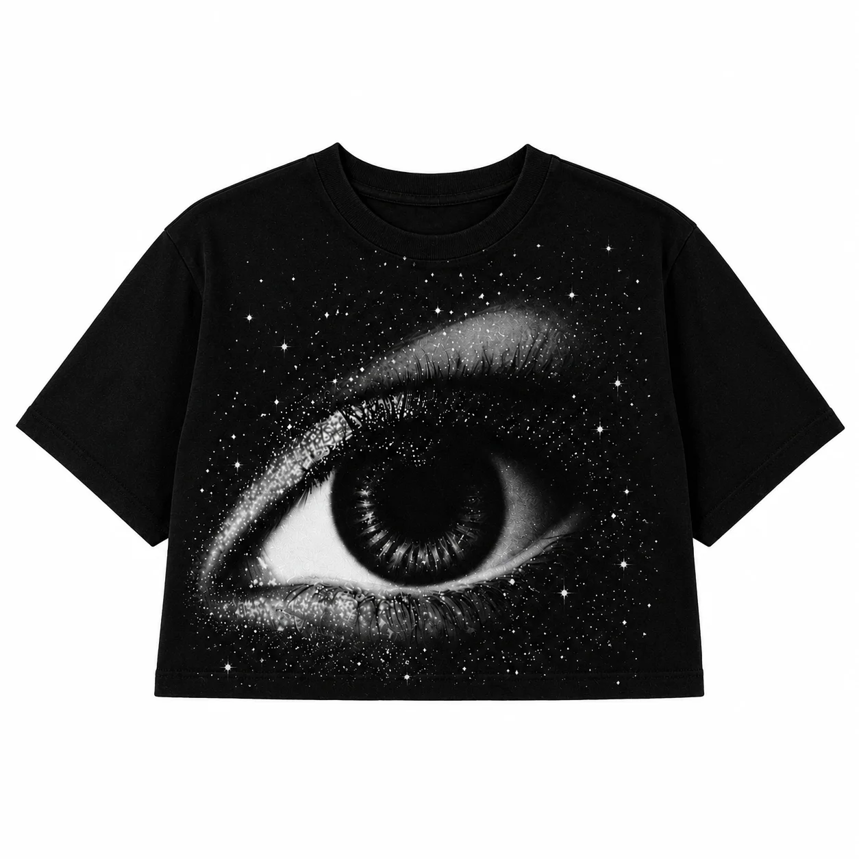 Glory Custom Rhinestone Black Crew Neck Cropped T Shirt New Trendy Street Wear Look 100% Cotton Breathable Fabric For Unisex