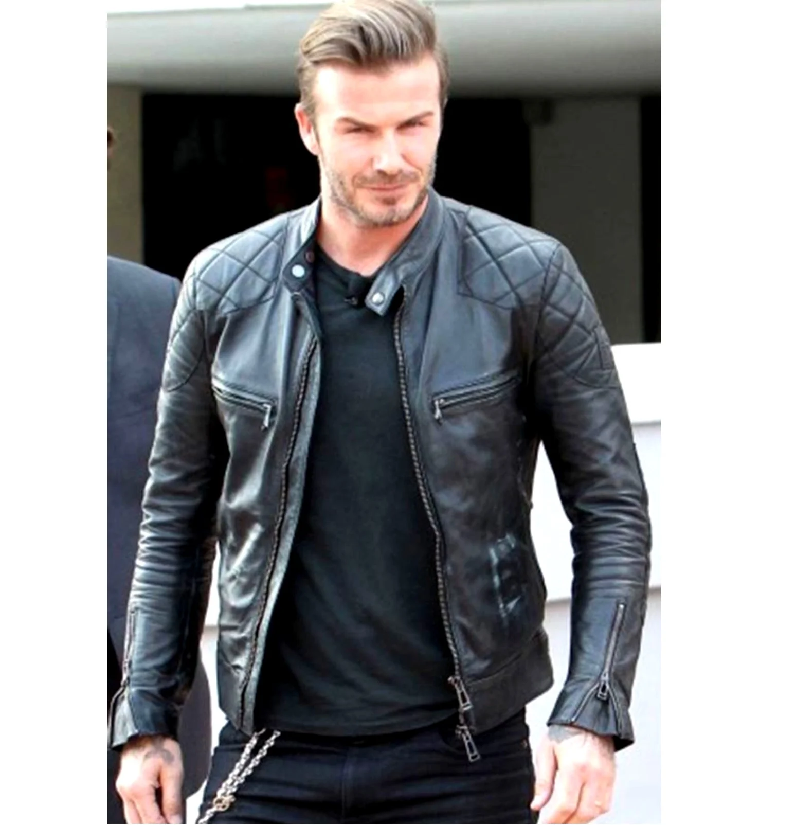 Mens Riding Racing Motorcycle Leather Jacket David Bekham Style