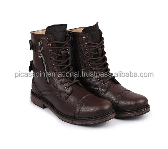 Supplier of Excellent Quality Customized Logo Modern Design Casual Wear Shoes Men's Genuine Leather Boots at Reliable Price