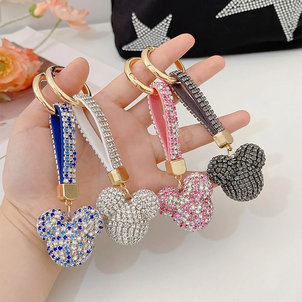 2024 New Rhinestone Heart Keychain  Rhinestone Girl's Bag Car Pendant Keychains