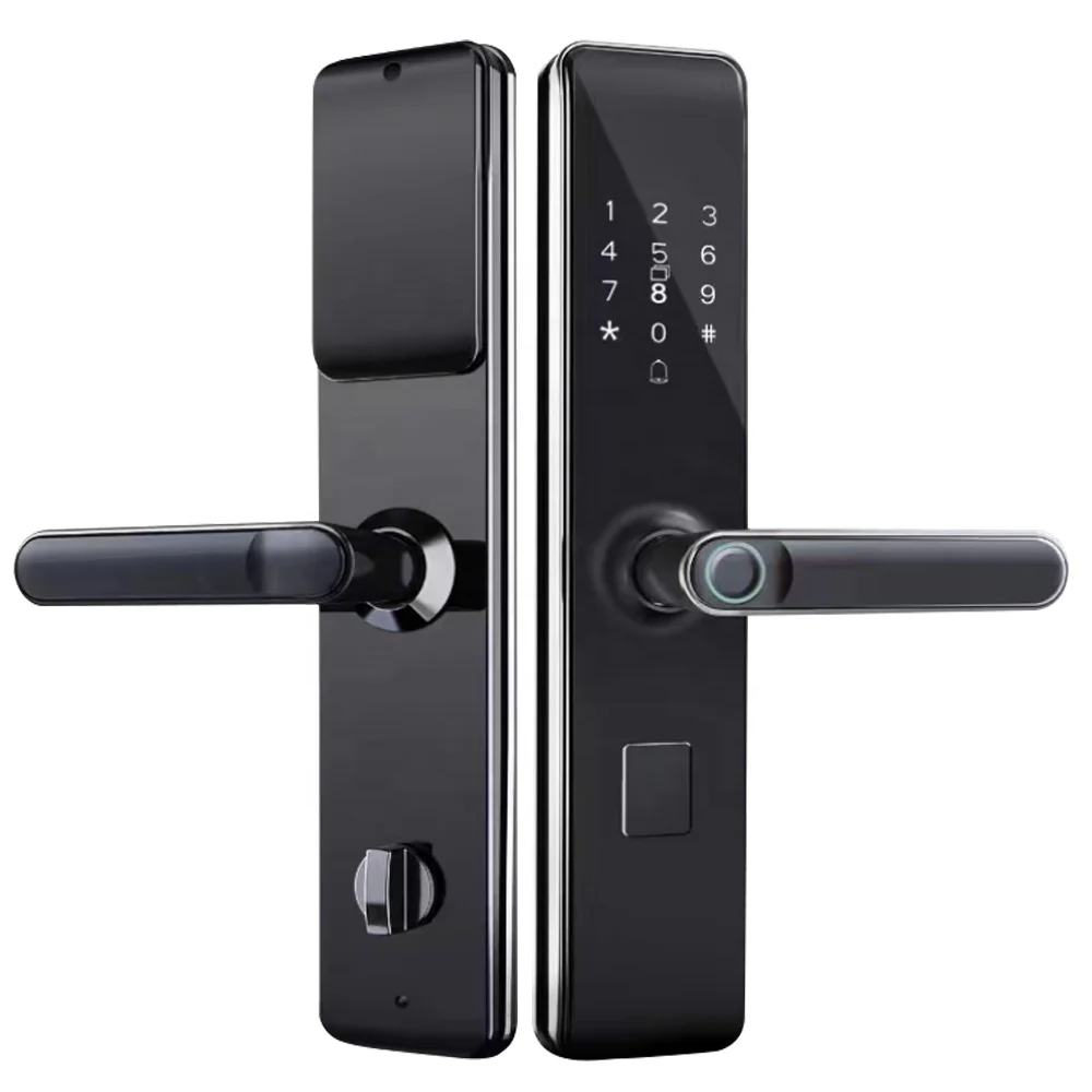Factory Price Security Handle Digital Tuya Cerraduras Inteligentes Con Wifi Keys Apartment Fingerprint Smart Door Lock