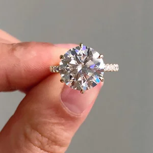 Trending 3.60 Carat Moissanite Round Cut Engagement Wedding Ring Band 14k Rose Gold Rhodium Plated Prong Setting Jewelry