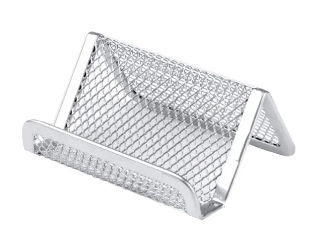 Держатель для визиток сетчатый Настольный органайзер серебристого и металлического цвета