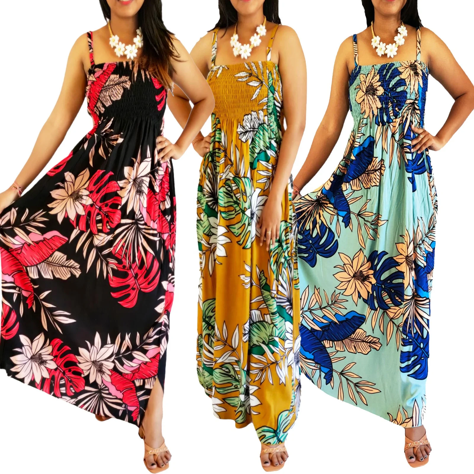 New Arrival Women Long Dress Spaghetti Strap Floral Printed Design