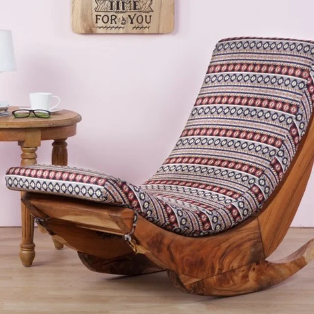 Solid Wooden Rocking Chair with Comfortable Cushion Direct Factory From Indonesia Wholesale Price Best Selling Product