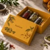 Saffron, olive and ink with botanical spice illustrations