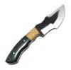 olive wood and dark green handle