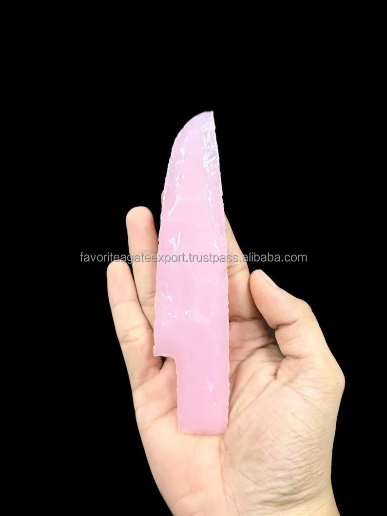 Handcrafts Rose Quartz Glass Knife Kanpping Notched Fantasy Blade Hand ...
