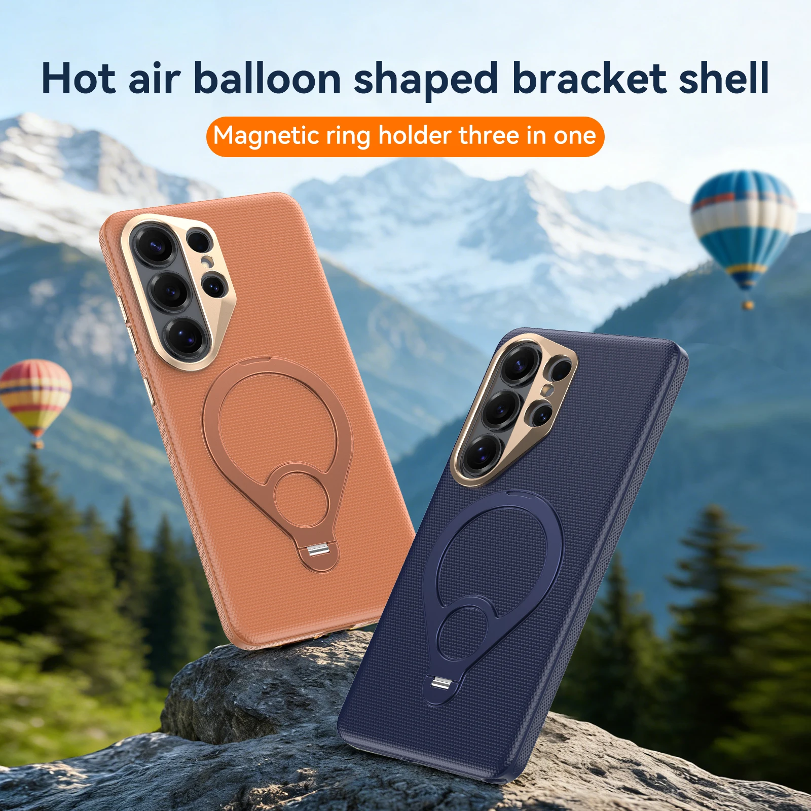 Luxurious and High-grade Wear-resistant Leather PC Magnetic Swinging Strut Phone Case Shockproof Protector Cover for Samsung S26