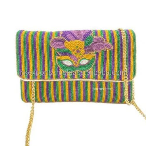 beaded mardi gras purse