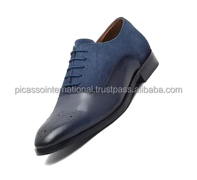 Leather Edge Oxford Diamond Shaped Italian Genuine Leather Reverse Goodyear Welted Formal Shoes for Men and Boys