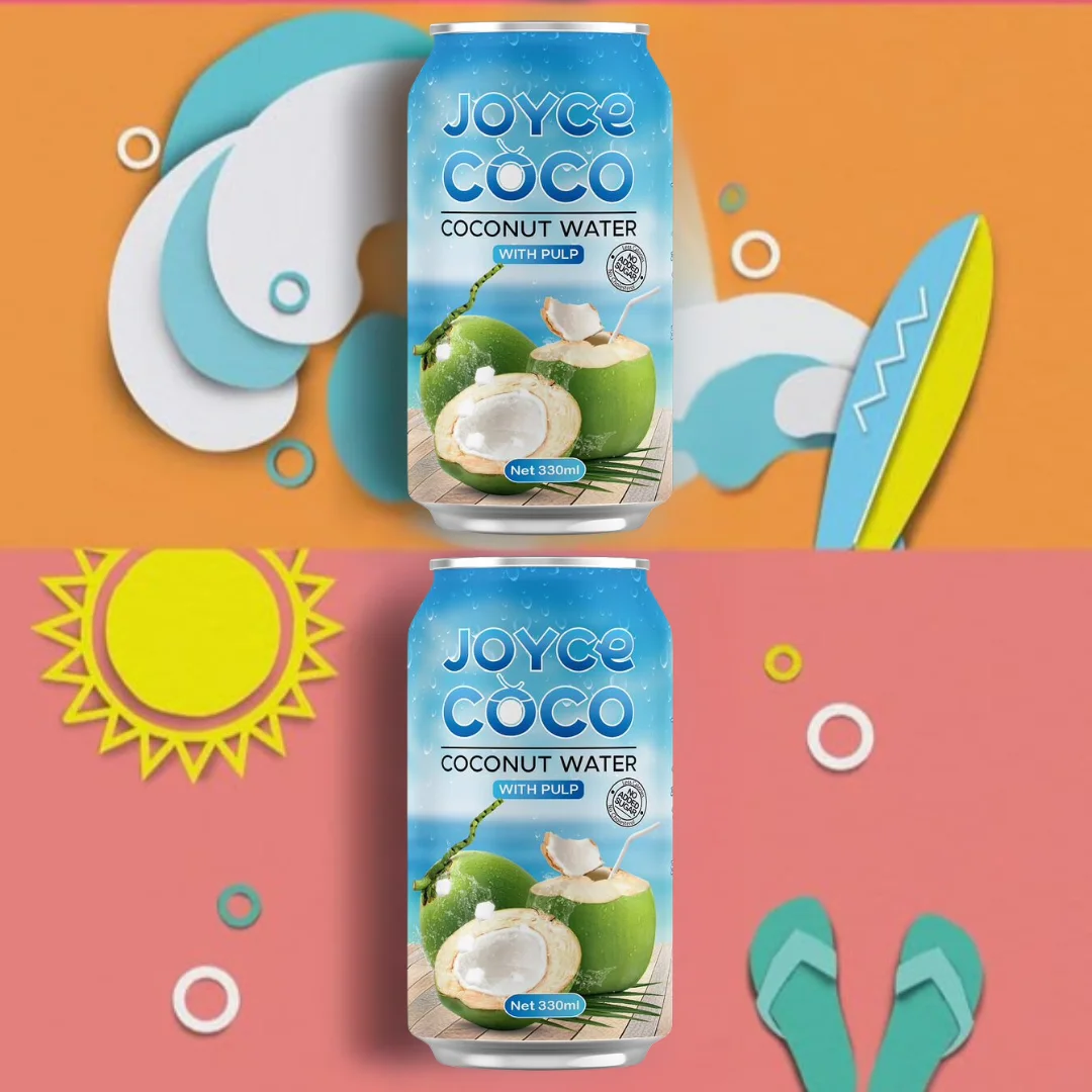 330ml JoyceCoco Coconut Water with Pulp From Interfresh Brand Viet Nam OEM and ODM Reasonable Prices.