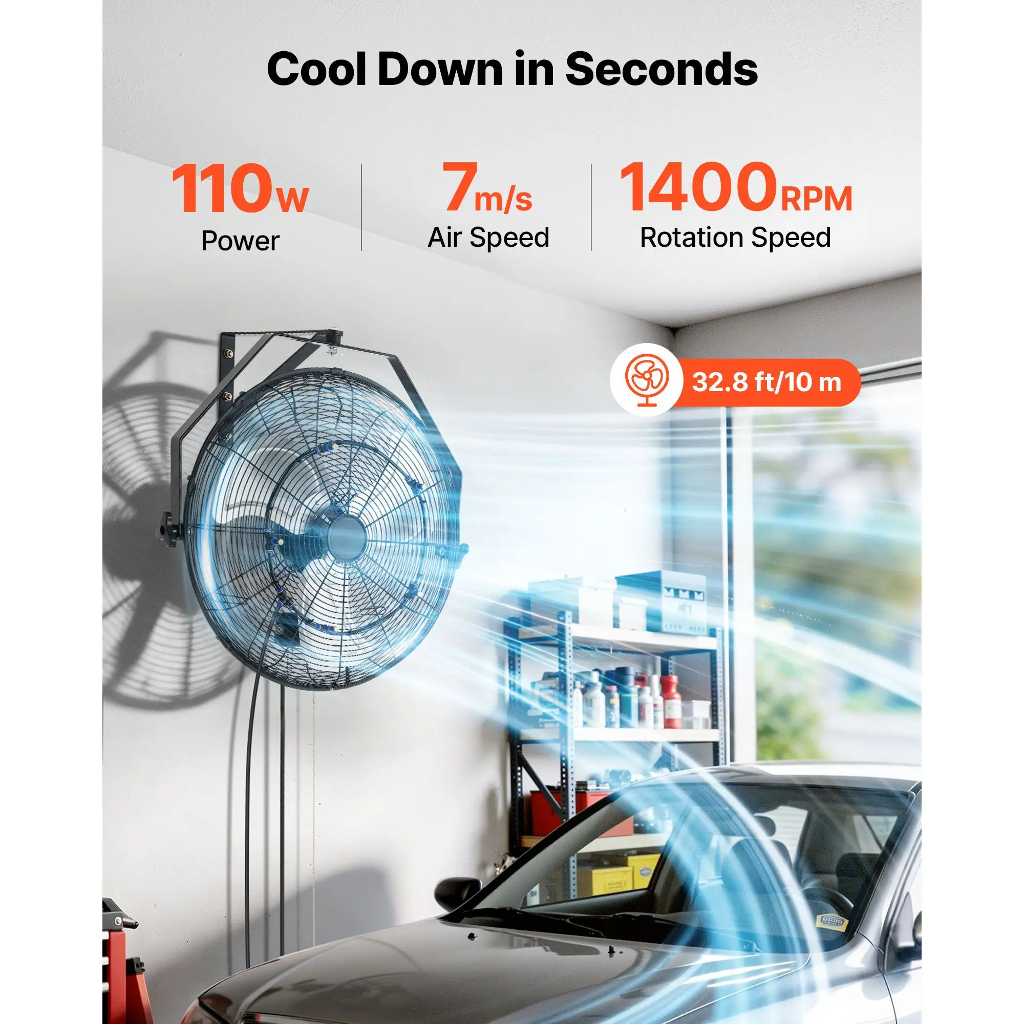 Hanging Mist Fan, Wall, IP44, 60W - detail 4