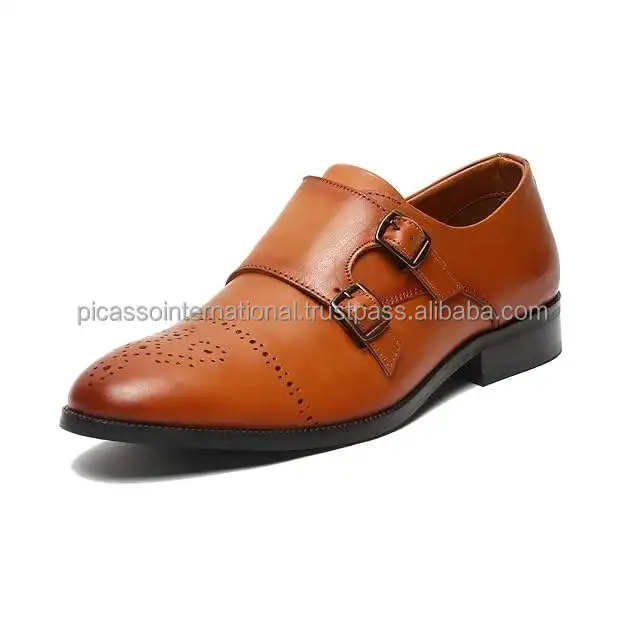 Wholesale Supplier of Worldwide Selling Premium Quality Stylish Look Shoes Classic Design Genuine Leather Monk Boots for Men