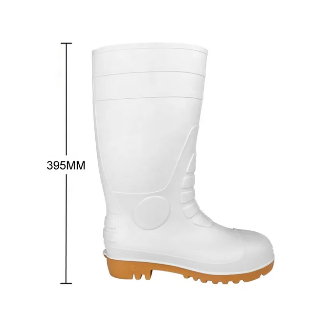 Extra Wide White Rubber Shoes Food Industry Chemical Resistant Steel Toe Steel Shank PVC Wellington Safety Work Rain Boots