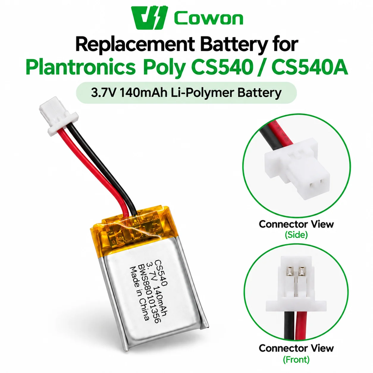 Cowon 3.7V 140mAh 84479-01 86180-01 85Q98AA Li Polymer Battery Rechargeable Battery for Poly CS540 CS540A