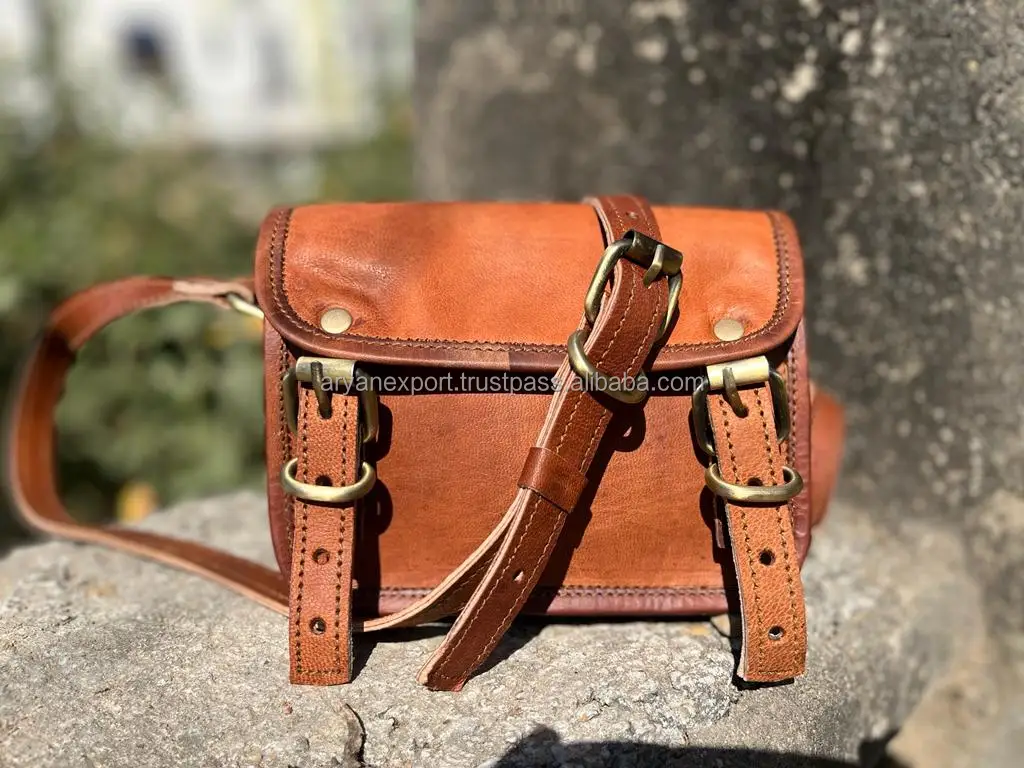 Brown Leather New Style Vintage Shoulder Bag Exports High Quality Goat Leather Bag Office Use